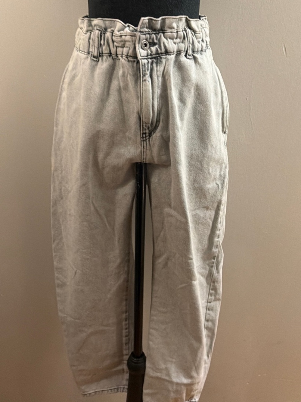 Men’s Paperbag Waist Chino Pants — Light Gray